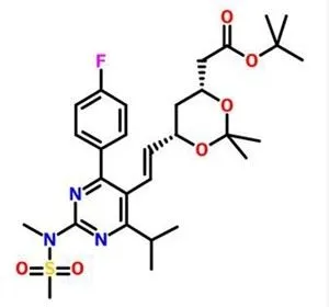 ٹرت-بٹیل 6 - [(1E) -2- [4- (4-فلوروفینائل) -6- (1-میتھیلتھائل) -2- [میتھیل (میتھیلسلفونییل) امینو] -5-پائریمیڈینیل] ایتھنیل] -2،2- ڈیمتھائل -1،3-ڈائی آکسین -4-ایسیٹیٹ (R1) CAS NO.289042-12-2